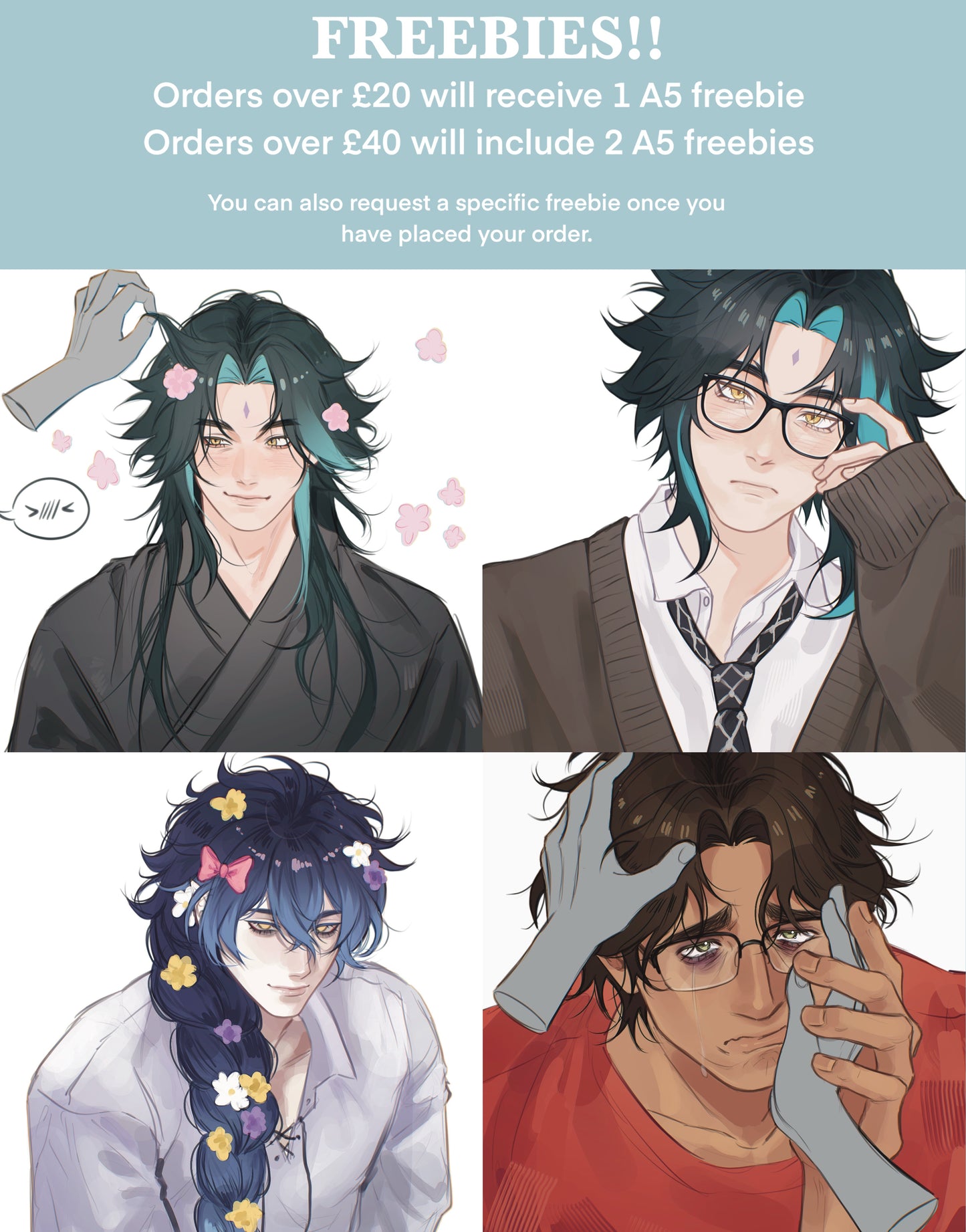 Anime drawing GLOSSY ART PRINT Gojo