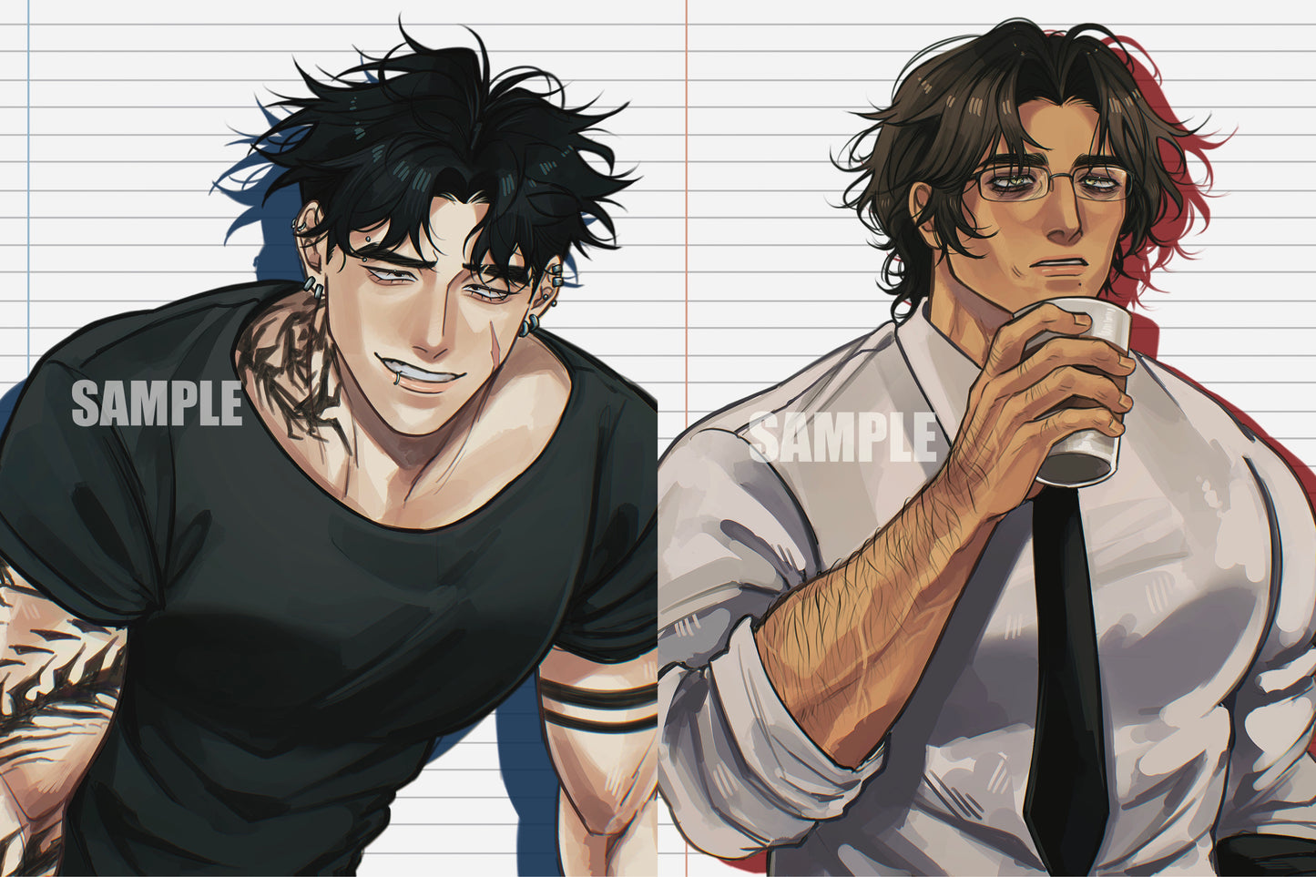 Anime drawing GLOSSY ART PRINT OC art Akio and Adam
