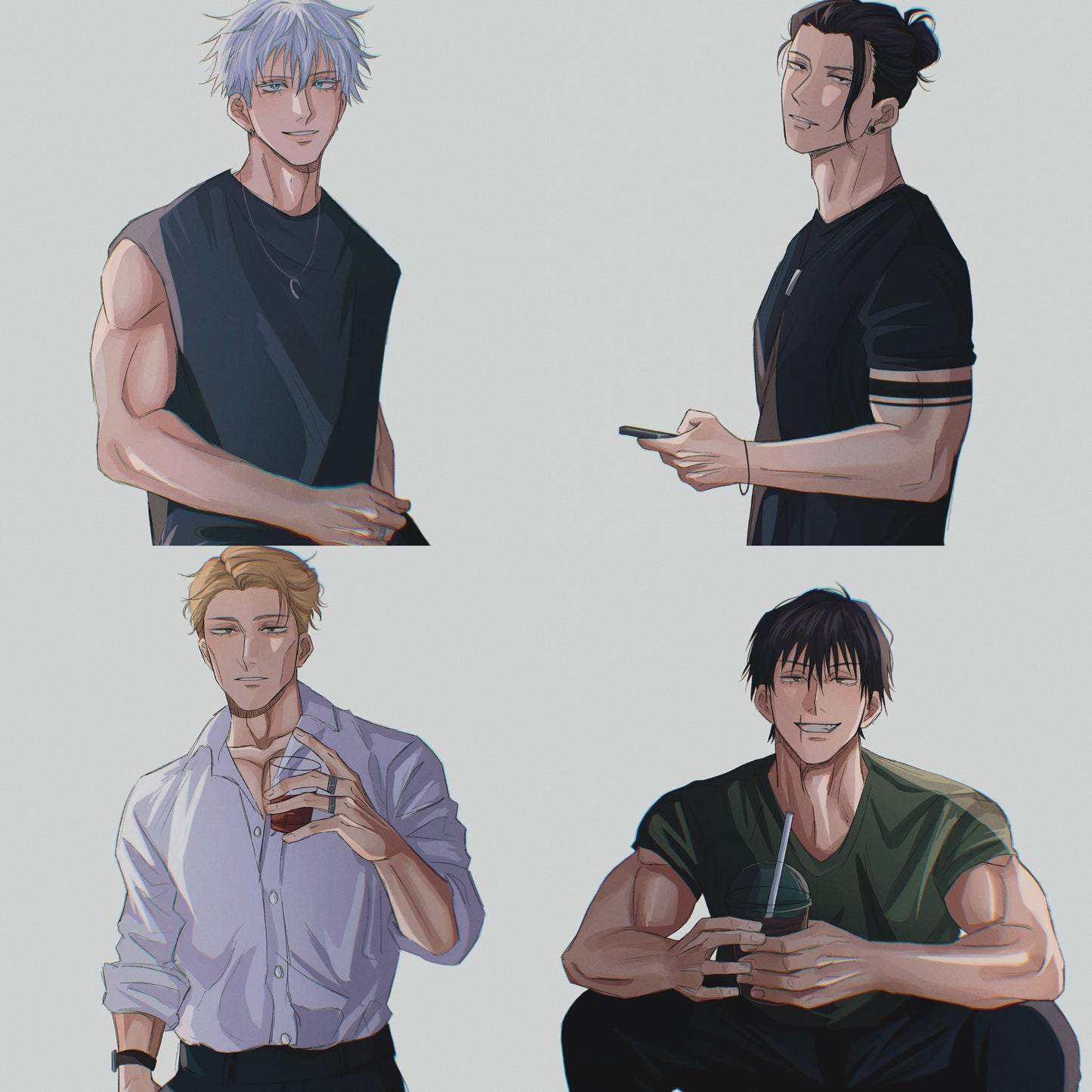 Anime drawing school photo GLOSSY ART PRINT Gojo Geto Nanami Toji