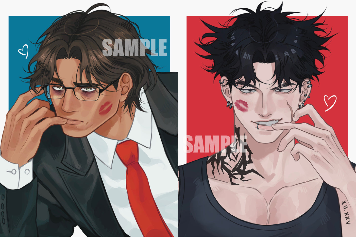Anime drawing GLOSSY ART PRINT OC art Akio and Adam