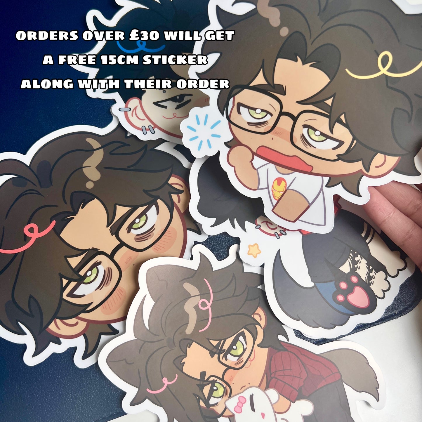 Anime chibi matte 6cm sticker pack Adam and Akio OC