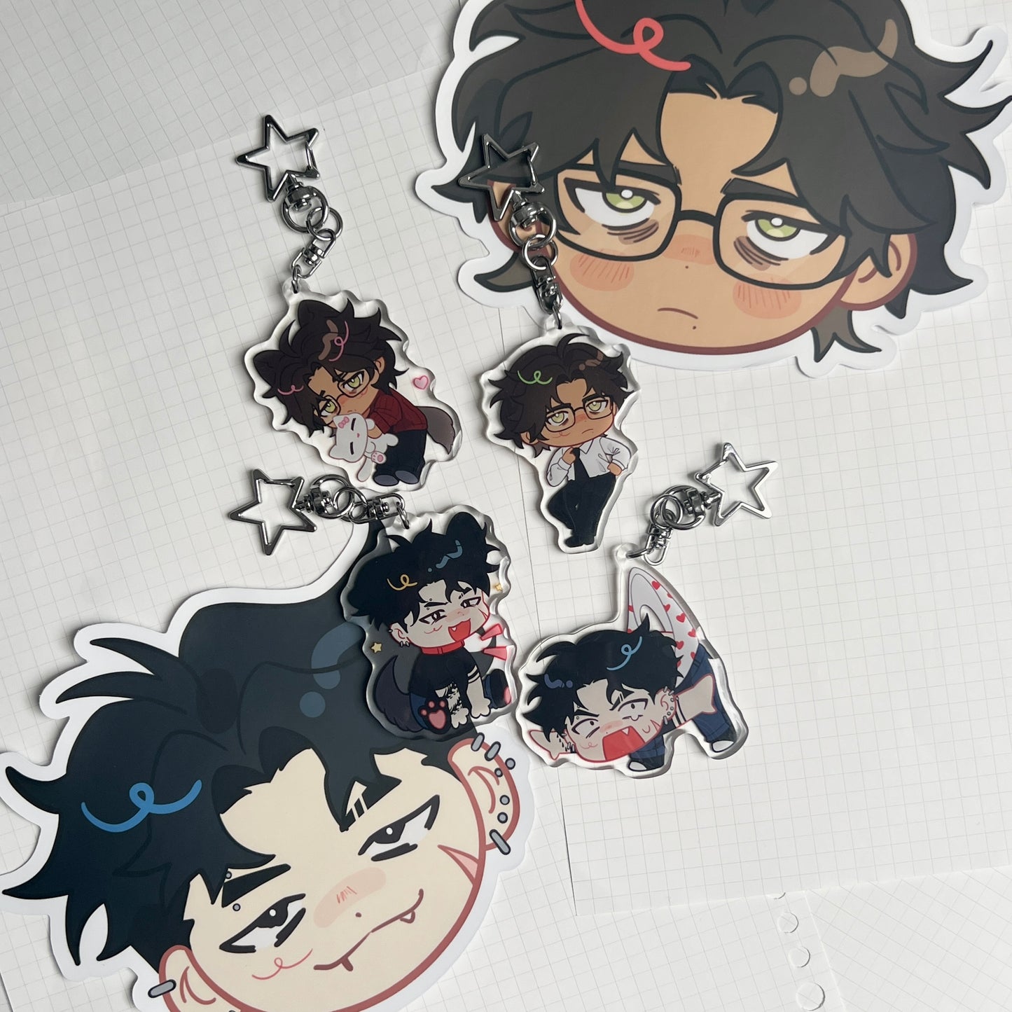 Anime chibi OC epoxy style acrylic 6cm keychains