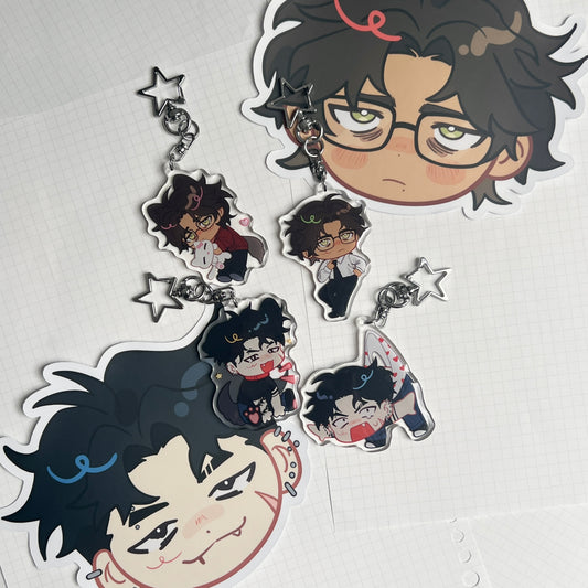 Anime chibi OC epoxy style acrylic 6cm keychains