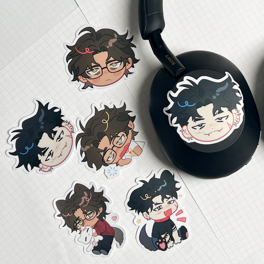 Anime chibi matte 6cm sticker pack Adam and Akio OC