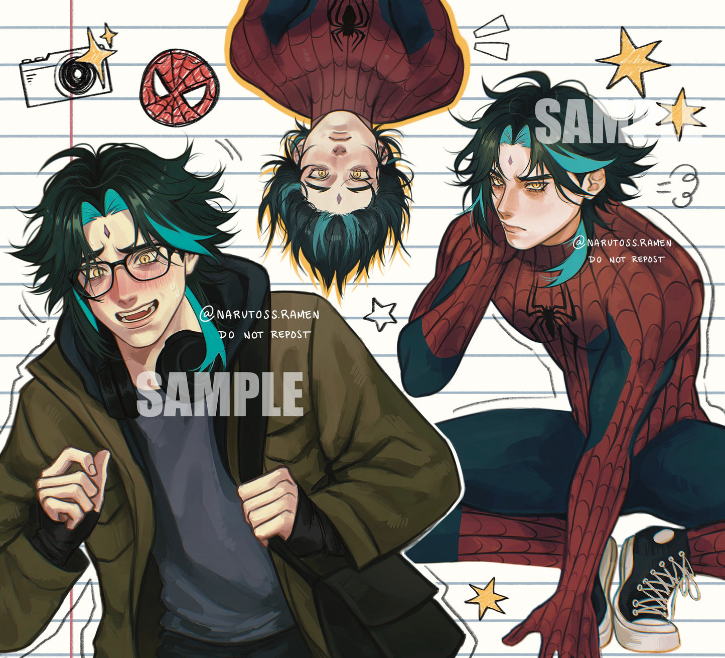 Genshin impact Xiao anime boy drawing GLOSSY ART PRINT
