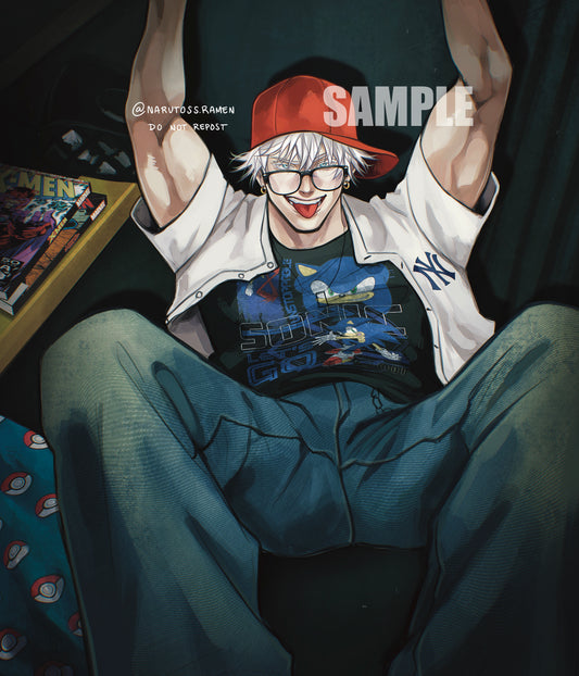 Anime drawing GLOSSY ART PRINT Gojo