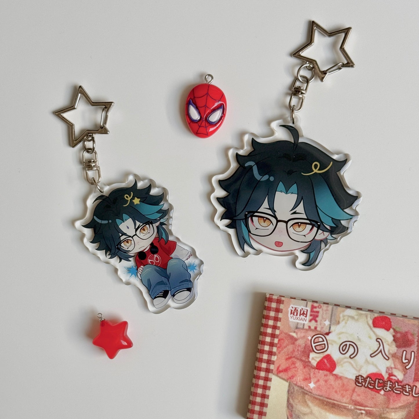 Anime chibi Jujutsu Kaisen JJK Gojo Genshin Impact Xiao epoxy style acrylic 6cm keychains