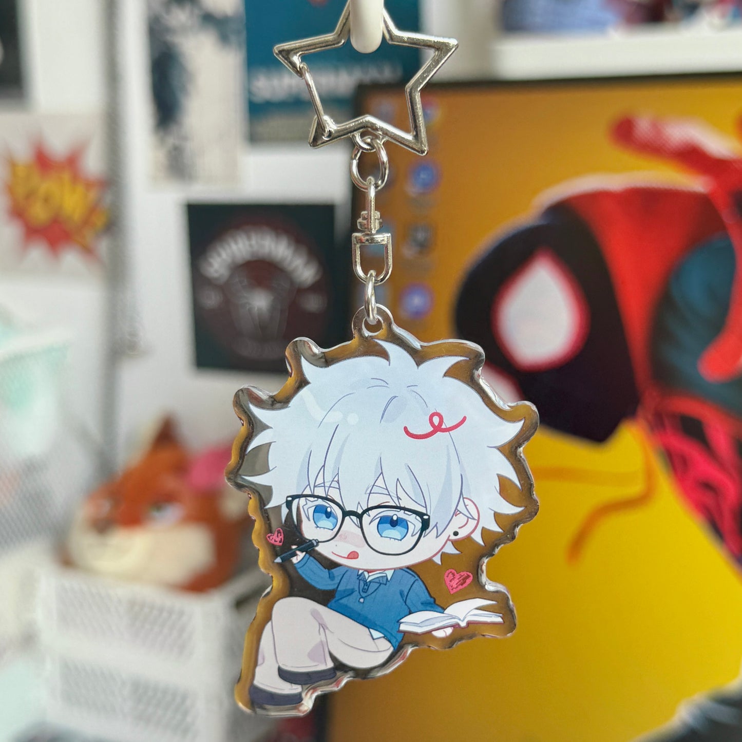 Anime chibi Jujutsu Kaisen JJK Gojo Genshin Impact Xiao epoxy style acrylic 6cm keychains