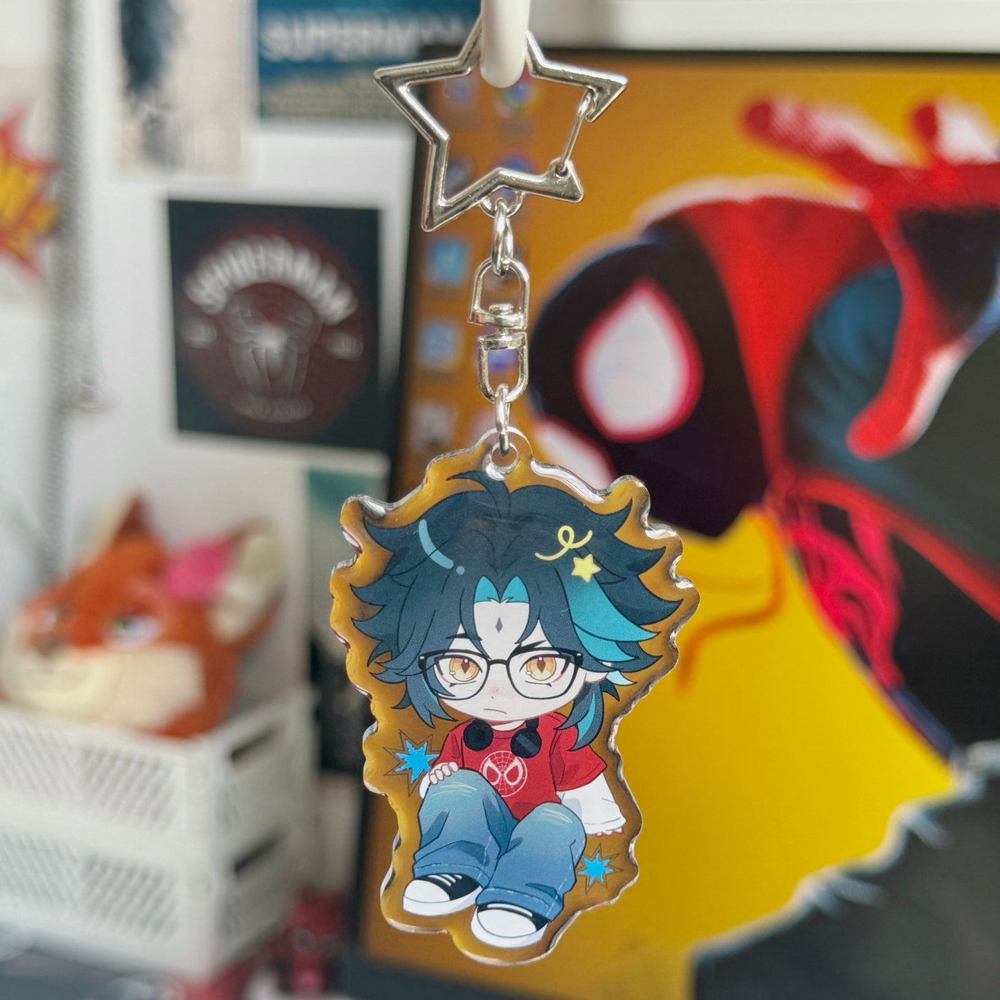 Anime chibi Jujutsu Kaisen JJK Gojo Genshin Impact Xiao epoxy style acrylic 6cm keychains