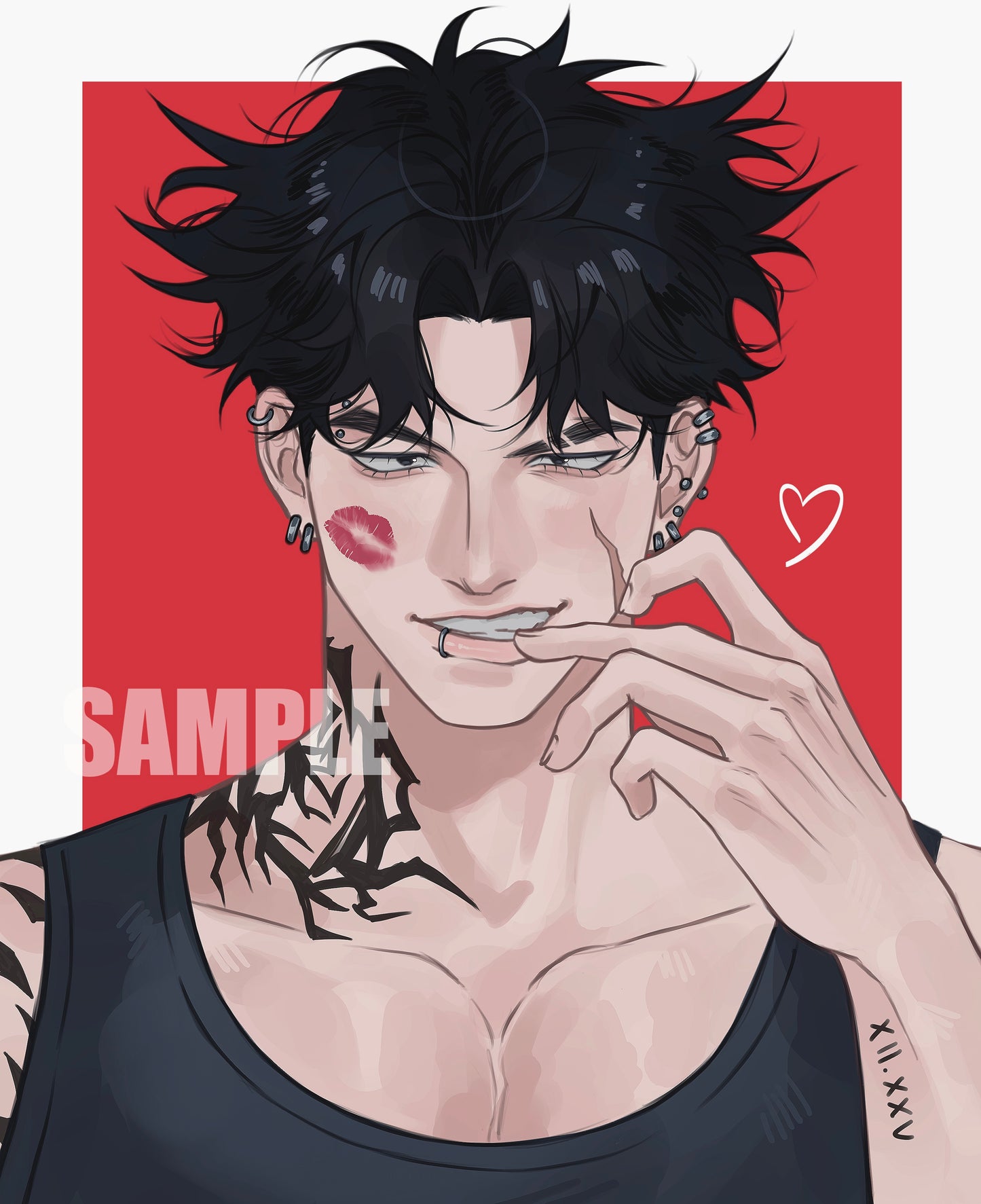 Anime drawing GLOSSY ART PRINT OC art Akio and Adam