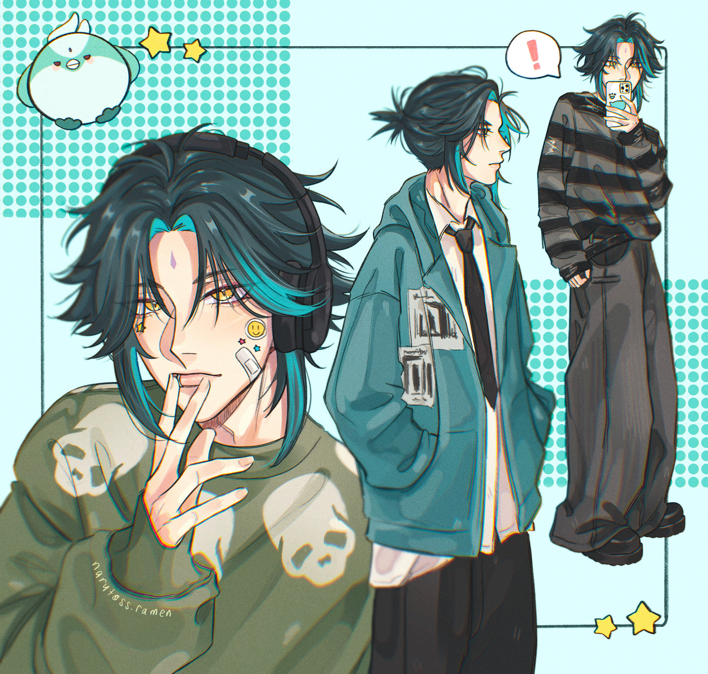Genshin impact Xiao anime boy drawing GLOSSY ART PRINT