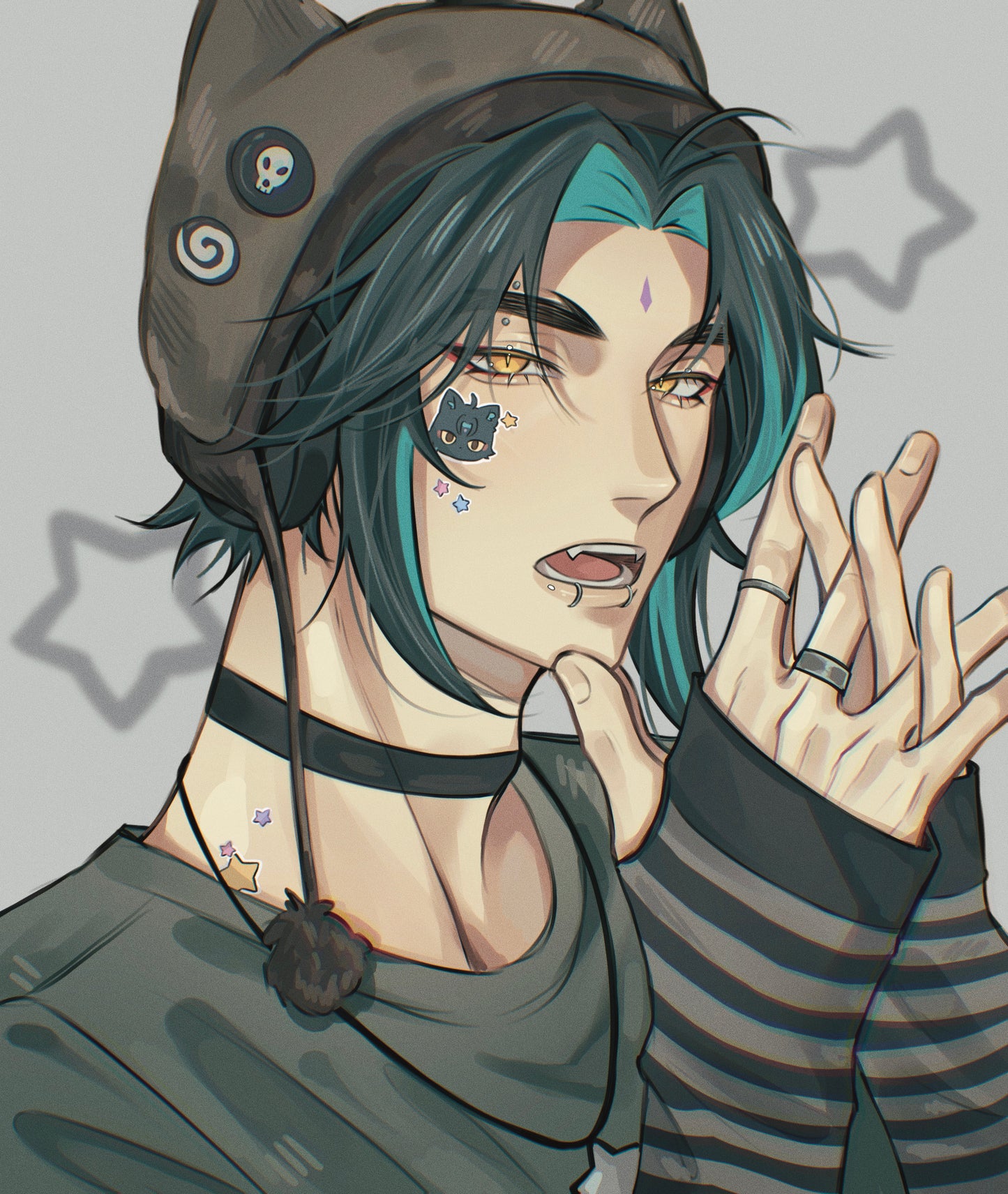 Genshin impact Xiao anime boy drawing GLOSSY ART PRINT