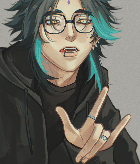 Genshin impact Xiao anime boy drawing GLOSSY ART PRINT