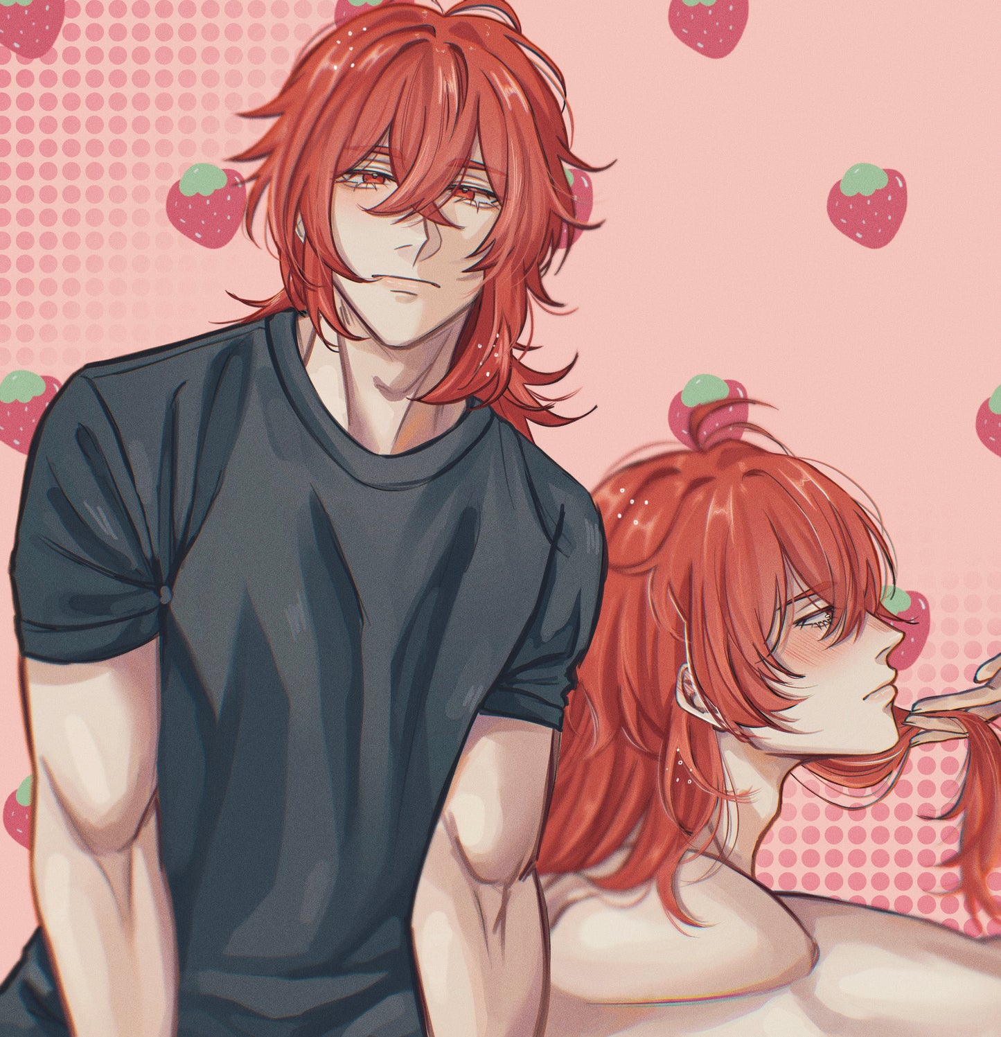 Genshin impact Diluc anime boy drawing GLOSSY ART PRINT