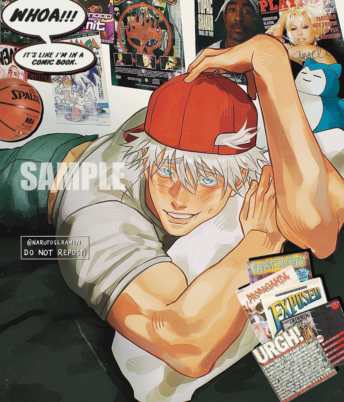 Anime drawing GLOSSY ART PRINT Gojo