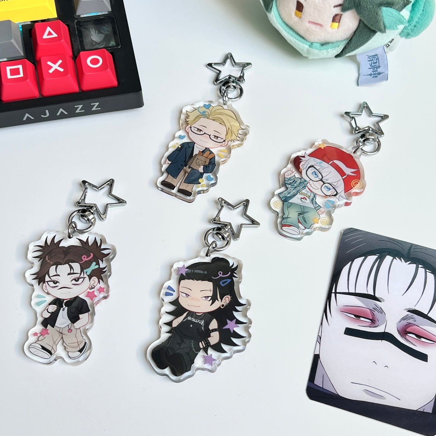 Anime chibi Jujutsu Kaisen JJK Gojo Nanami Choso Geto epoxy style acrylic 6cm keychains