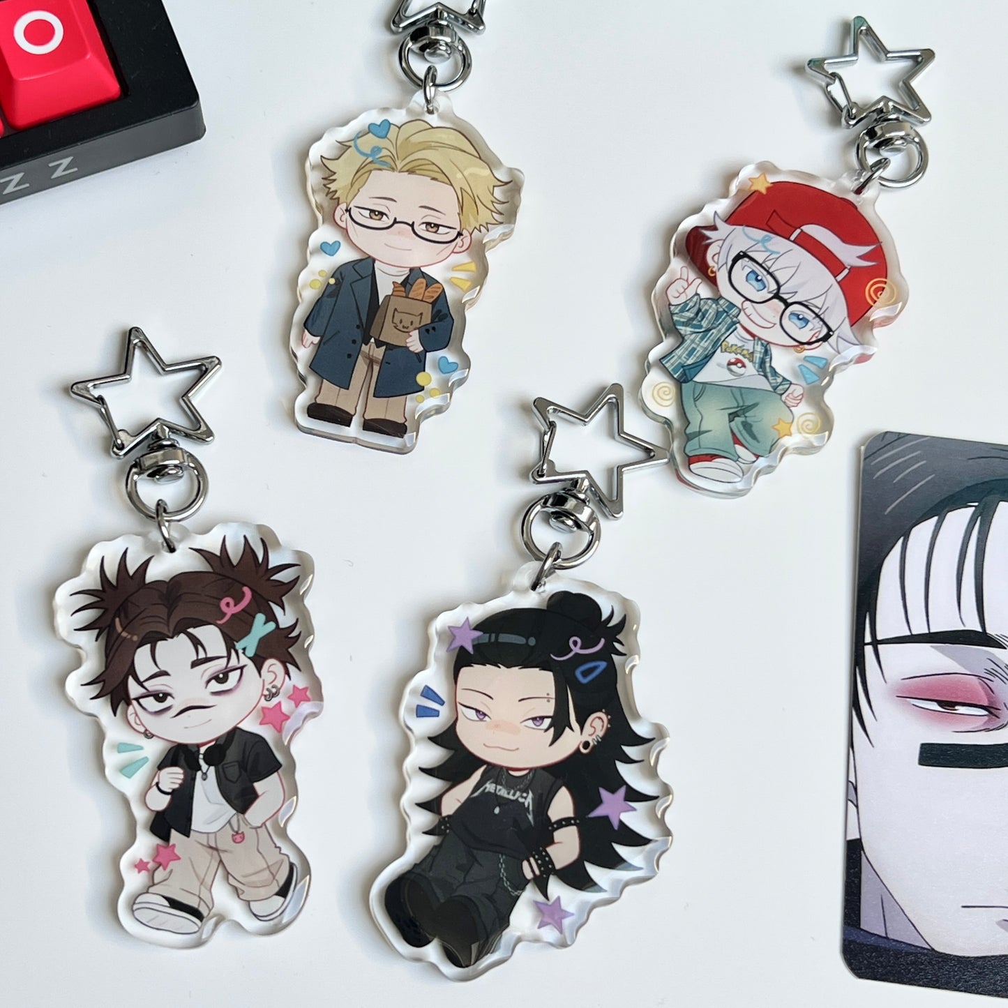 Anime chibi Jujutsu Kaisen JJK Gojo Nanami Choso Geto epoxy style acrylic 6cm keychains