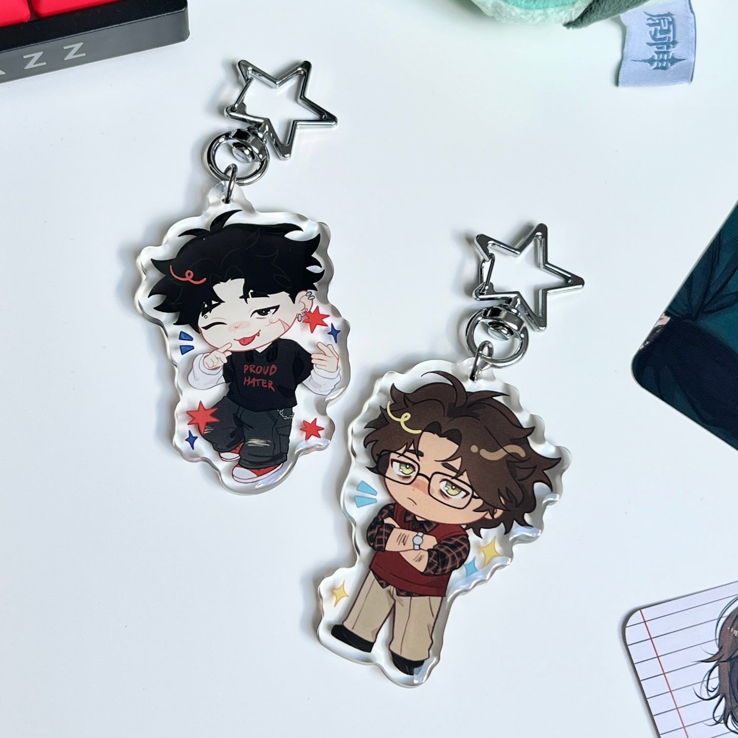 Anime chibi OC epoxy style acrylic 6cm keychains