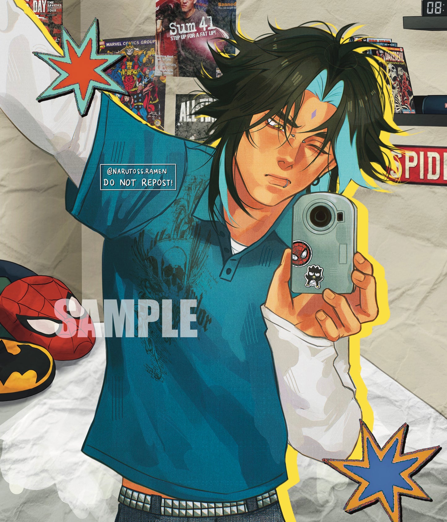 Genshin impact Xiao anime boy drawing GLOSSY ART PRINT