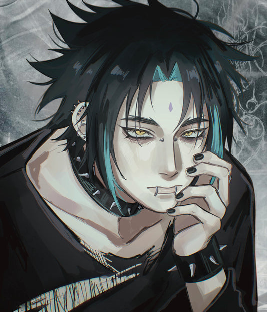 Genshin impact Xiao anime boy drawing GLOSSY ART PRINT