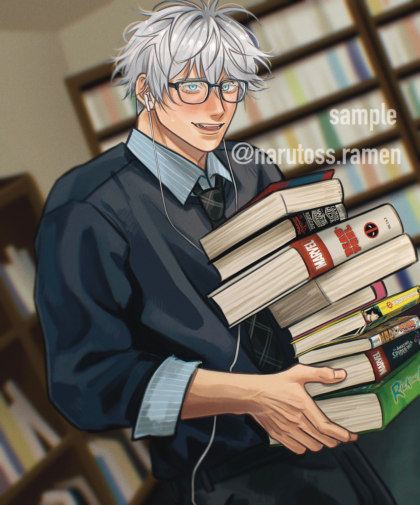 Anime drawing GLOSSY ART PRINT Gojo