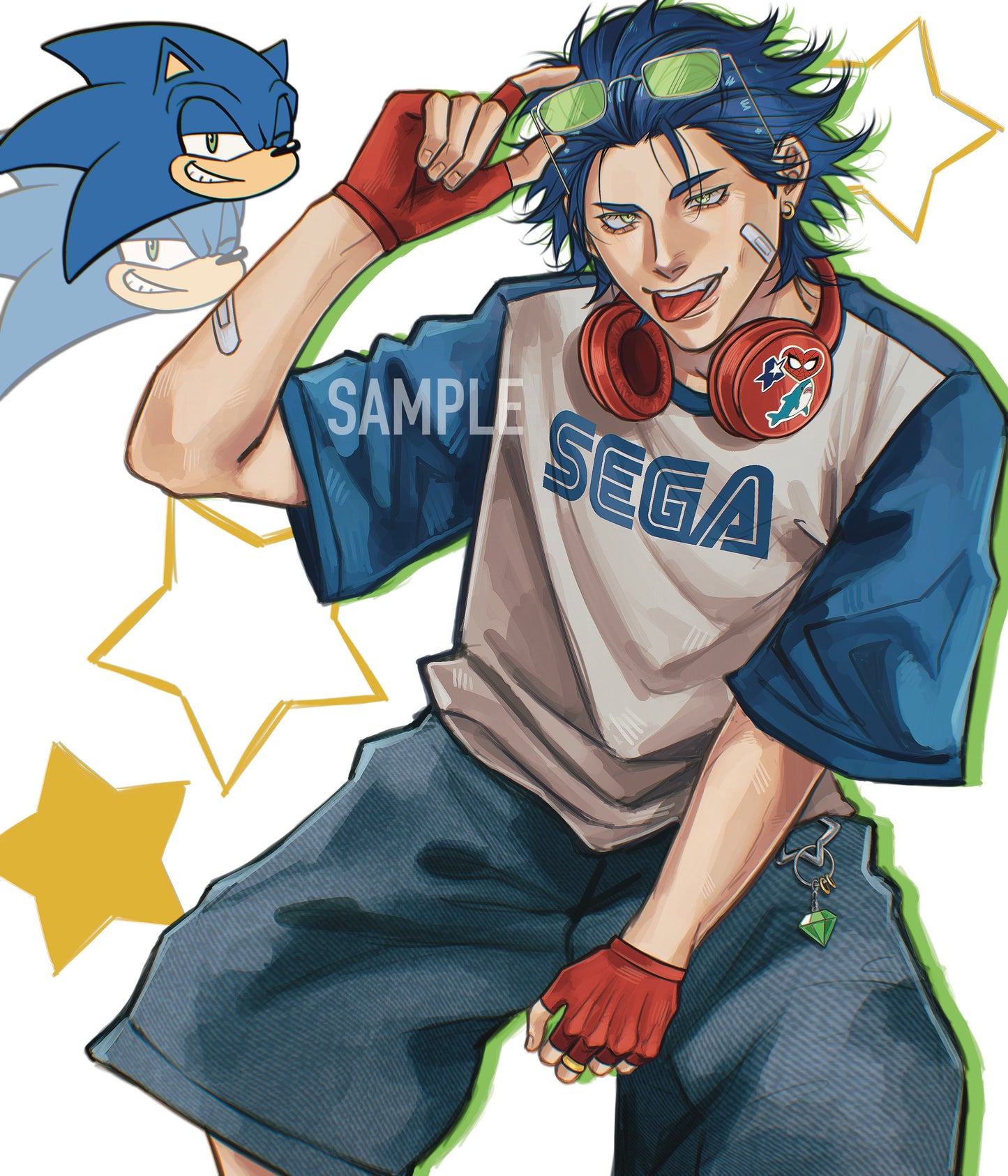 Sonic the hedgehog Anime drawing GLOSSY ART PRINT